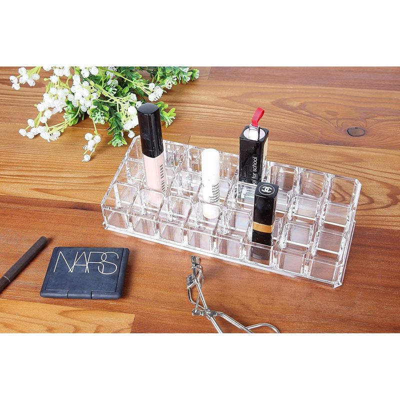 Juvale Clear Acrylic Lipstick Display Organizer for Countertop - 24 Compartments