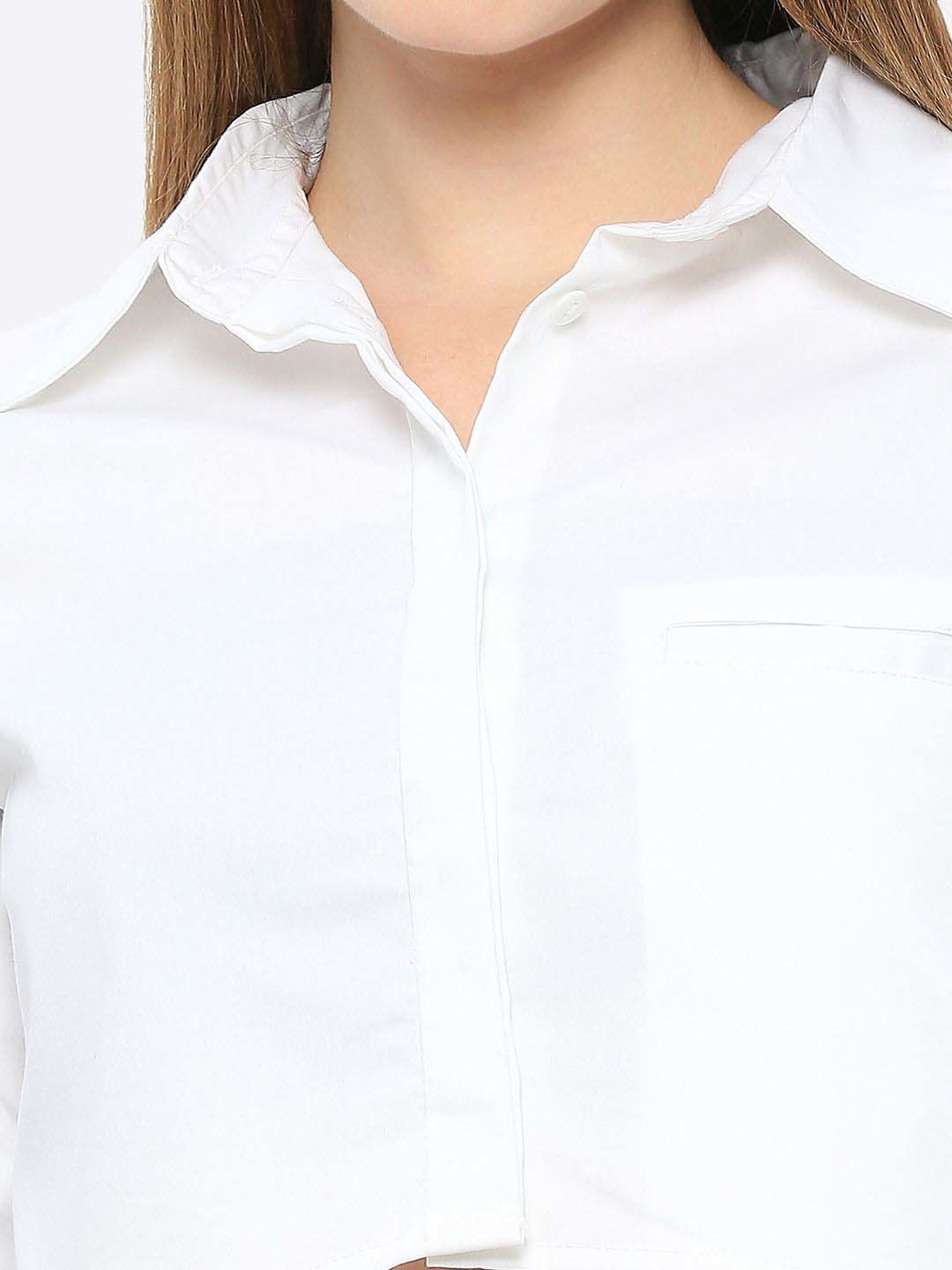 Remanika White Pure Cotton Cropped Shirt