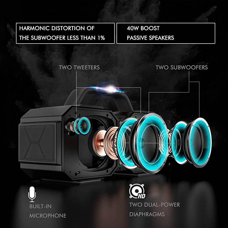 Bluetooth Speaker M83 Portable Bluetooth Speakers 50 40W Super Power Rich Woofer Stereo Loud Outdoor Bluetooth Speaker Suitable for Family Gatherings and Outdoor Travel
