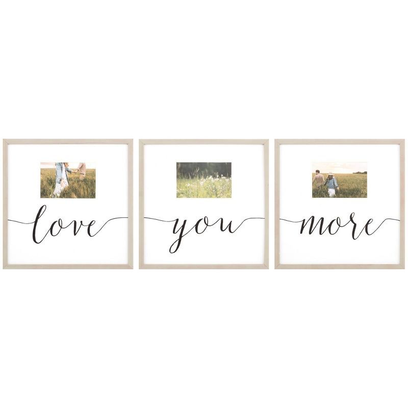 4" x 6" 3pc Love You More Picture Frame Set Rustic Gray - Gallery Solutions