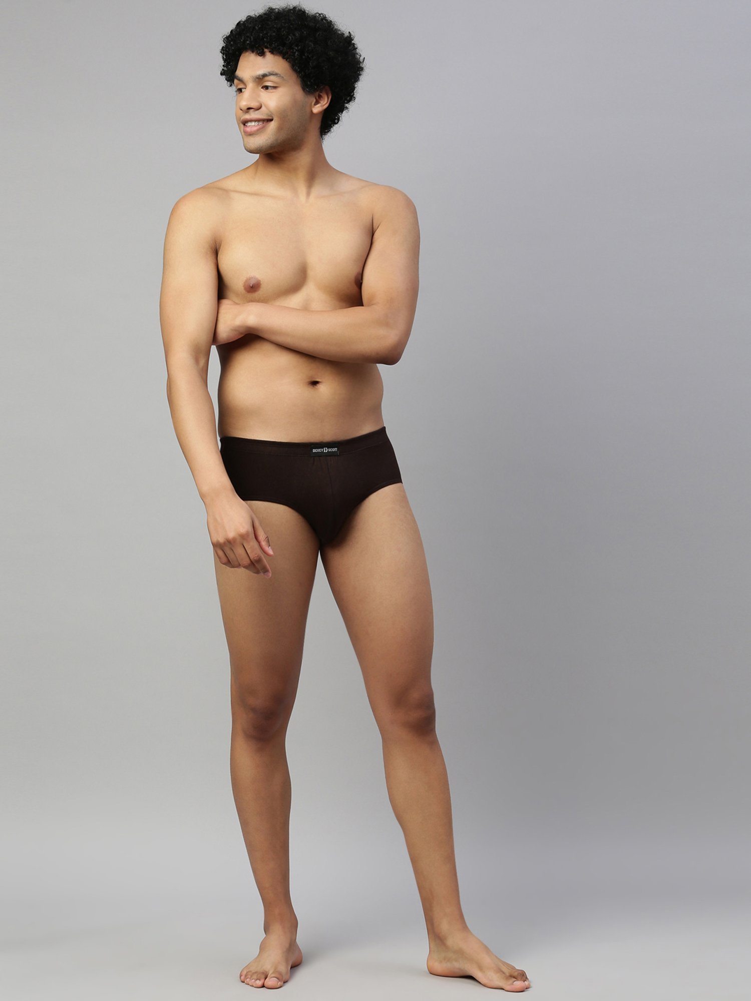 DIXCY SCOTT MAXIMUS Charcoal Melange & Coffee Brown Cotton Regular Fit Briefs - Pack Of 2