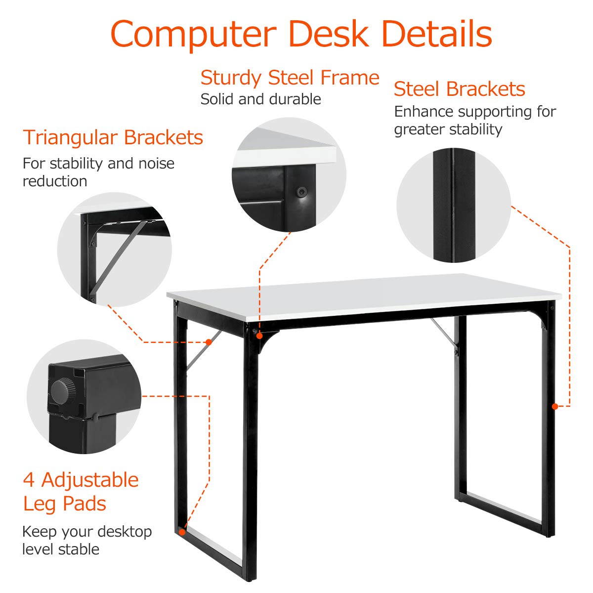 Computer Desk PC Laptop Table Study Workstation Wood Home Office 39"x20"x29"