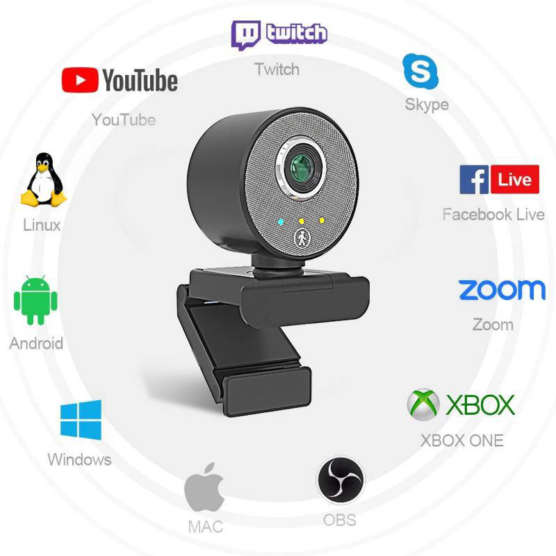 AOSTIRMOTOR 1080p Webcam , Computer Camera with Dual Microphone ,  360-degree Wide Angle, Streaming Camera, Plug and Play, for Conferencing and Video Calling