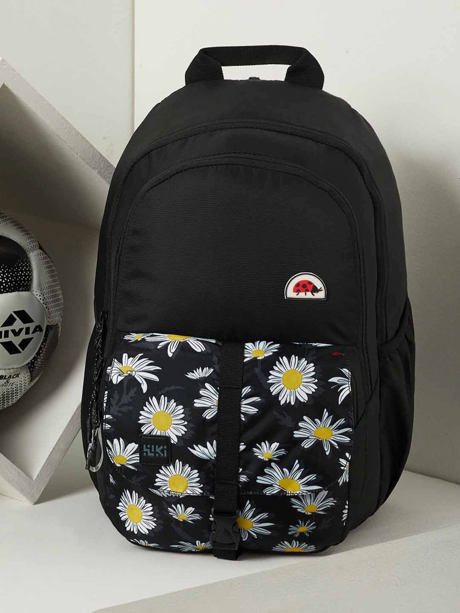 Wiki Back to School Pack Plus Black Polyester Printed Backpack - 22 Ltrs