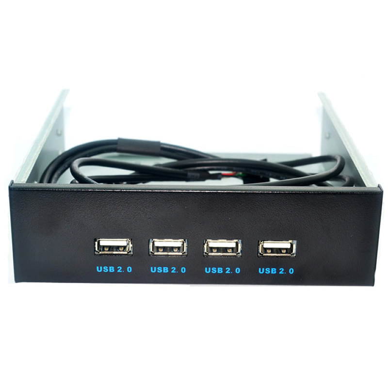 4 Port USB 2.0 5.25" Internal CD-ROM Bay Front Panel USB Hub,4 X USB 2.0 Type A Female to Motherboard USB 9 pin Splitter Adapter w/ 5.25 inch Metal Bracket
