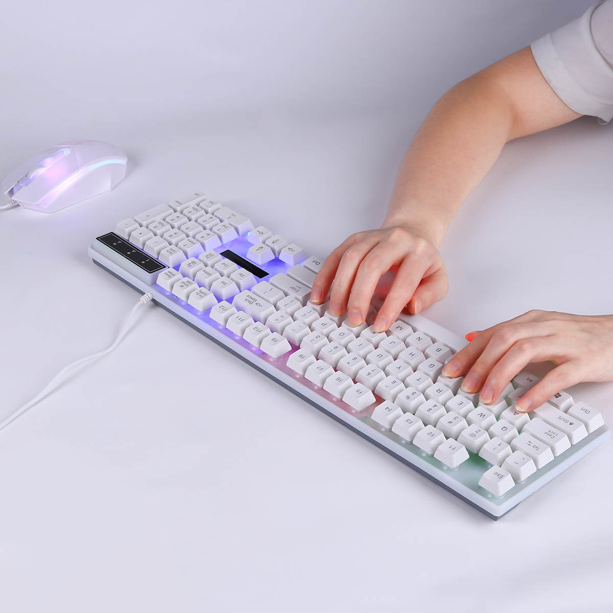 FirstPower Gaming RGB Keyboard and Mouse LED Colorful Backlit Ergonomic Design Wired Keyboards for PC Computer Laptop