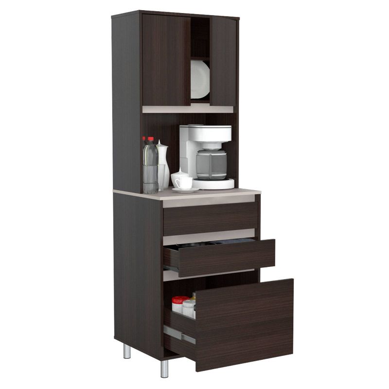 2 Door/3 Drawer Breakroom Cabinet Espresso/Amber Gray - Inval