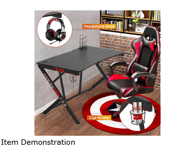 Gaming Desk Computer Desk Home Office Desk Racing Style Study DeskExtra Large Modern Ergonomic PC Carbon Fiber Writing Desk Table with Cup Holder Headphone Hook