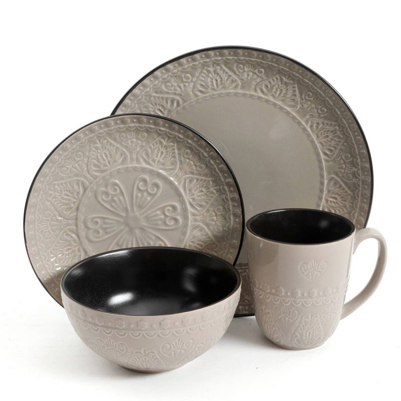 Gibson Elite 16pc Stoneware Milanto Dinnerware Set Gray