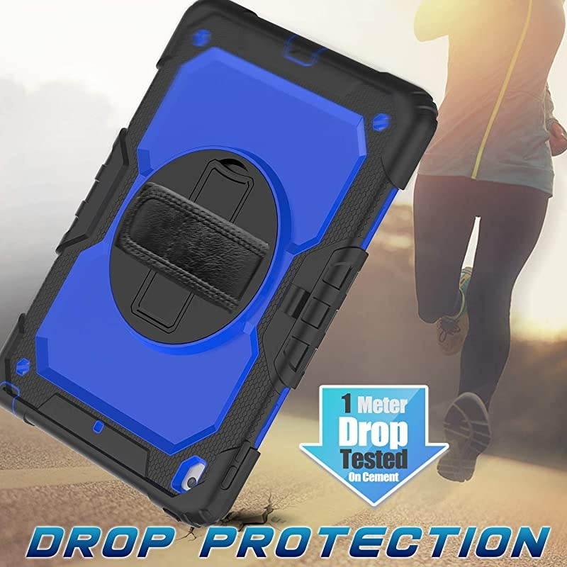 iPad 102 Case 2020 2019 iPad 8th 7th Generation Case with Pencil Holder 360&deg; Rotatable Stand with Hand Strap Shoulder Strap Builtin Screen Protector iPad 87 Generation CaseDark Blue