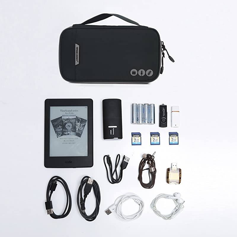 Electronic Organizer Travel Cable Organizer Bag Portable Electronic Accessories Bag for Cable USB Black and Grey