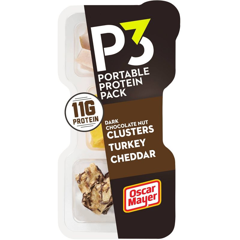 Oscar Mayer P3 Roasted Turkey, Cheddar Cheese & Dark Chocolate Peanut Almond Nut Clusters - 2oz