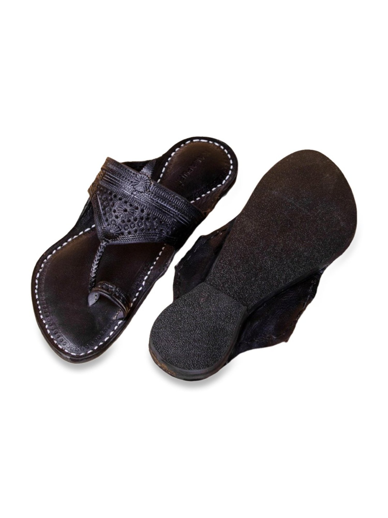 Kalapuri Men's Black Kolhapuri Sandals