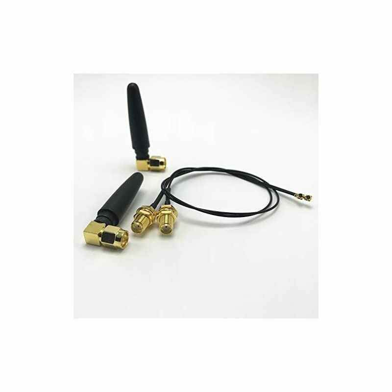 2.4ghz WiFi Antenna 2dbi SMA Male (Pin) Connector with Mini PCI U.FL to SMA Female WiFi Pigtail RF1.13 Cable 15cm(Pack of 2)