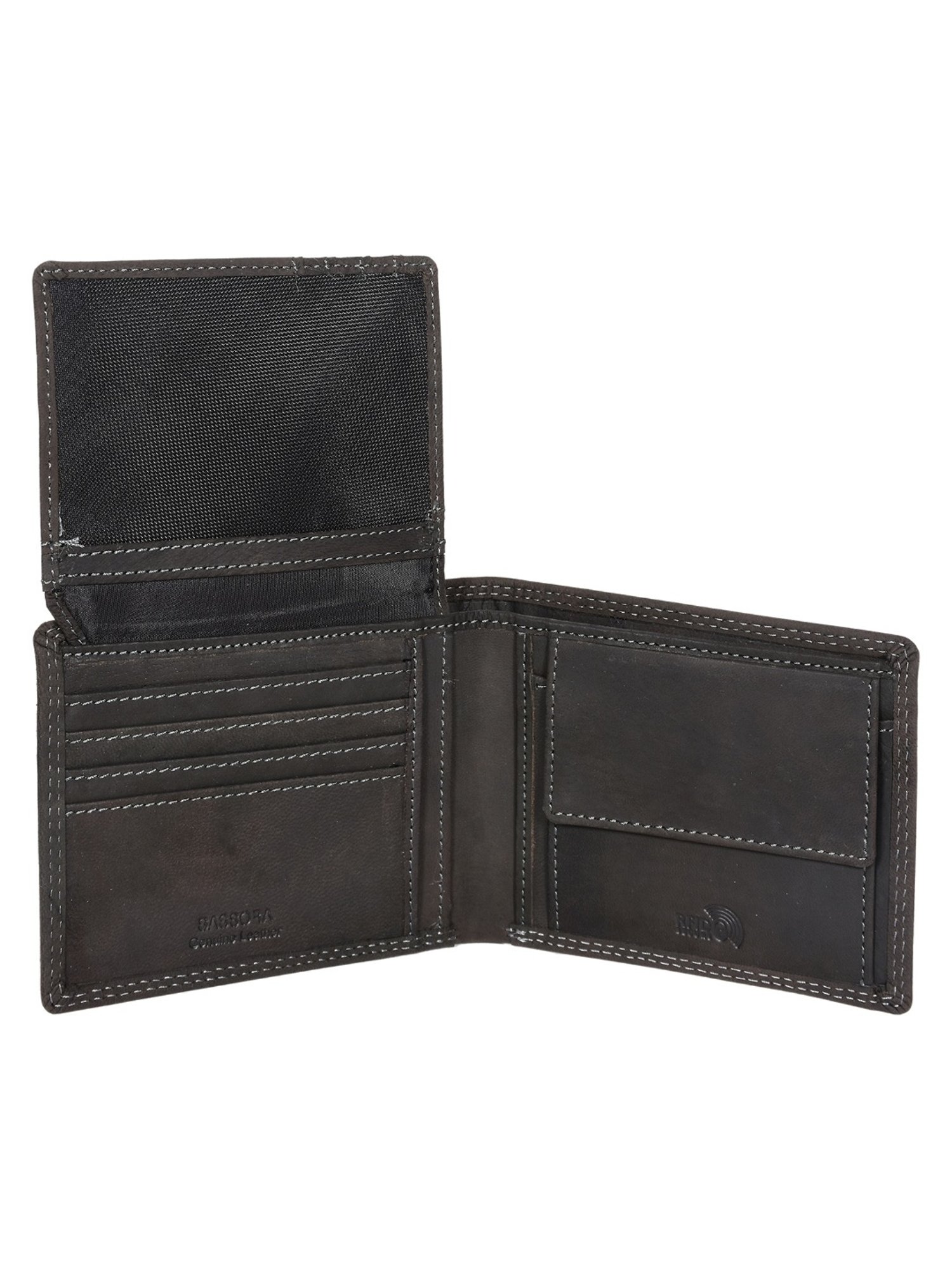 SASSORA ARLO Black Leather Textured Bi-Fold Wallet