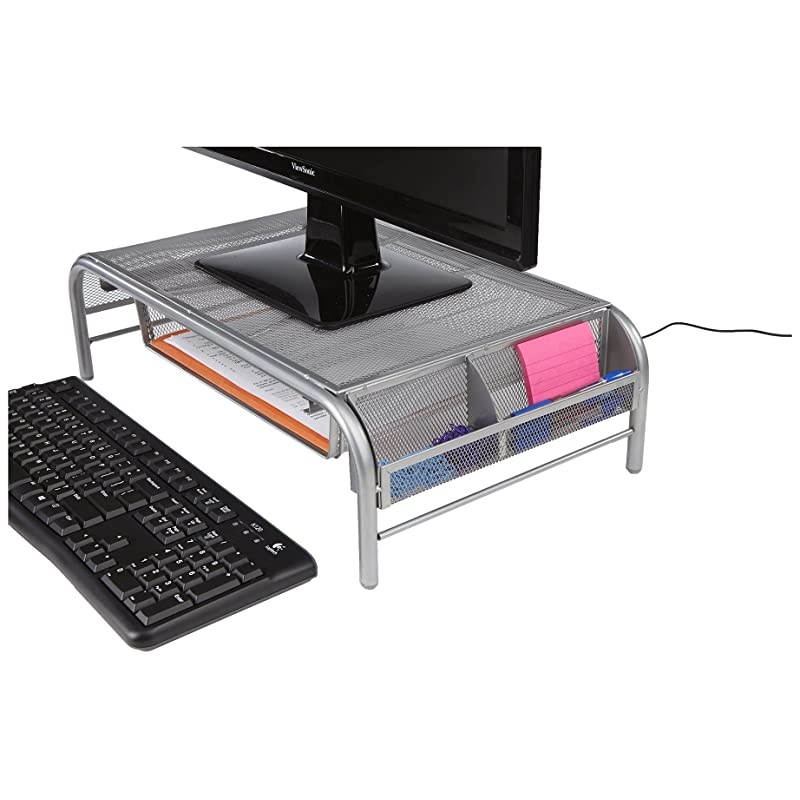 Metal Mesh Monitor Stand Silver