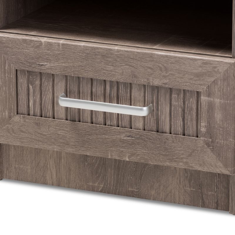 Gallia Modern and Contemporary Oak Finished 1 Drawer Nightstand Brown - Baxton Studio