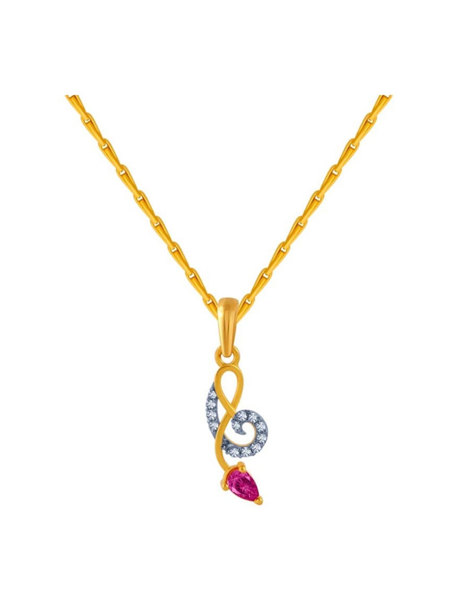 P.C. Chandra Jewellers 14k Yellow Gold American Diamond Pendant