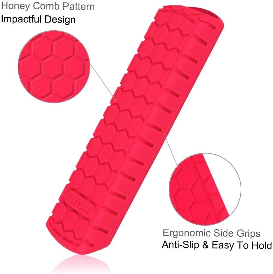 Fintie Silicone Case for 2nd Gen Fire TV Stick with 1st Gen Alexa Voice Remote, Compatible with Echo/Echo Dot Alexa Voice Remote - Honey Comb Series [Anti Slip] Shockproof Cover, Magenta