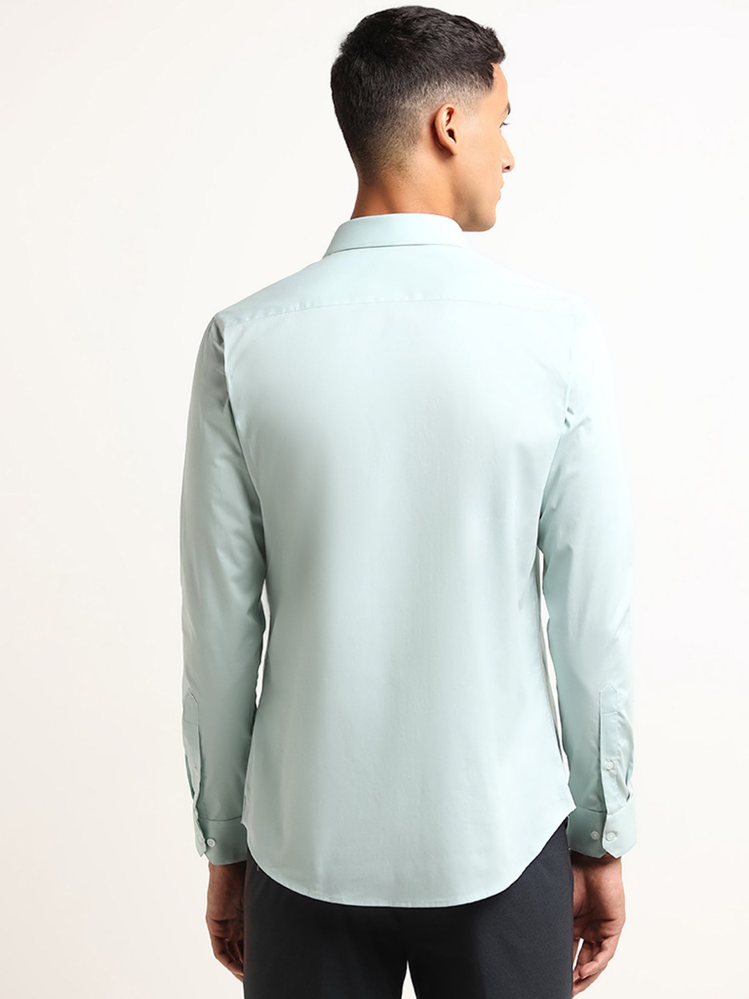 WES Formals by Westside Green Solid Ultra Slim Fit Shirt