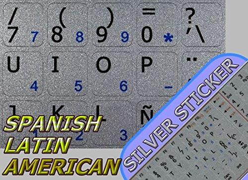 SPANISH LATIN AMERICAN NOTEBOOK NON-TRANSPARENT SILVER KEYBOARD STICKERS