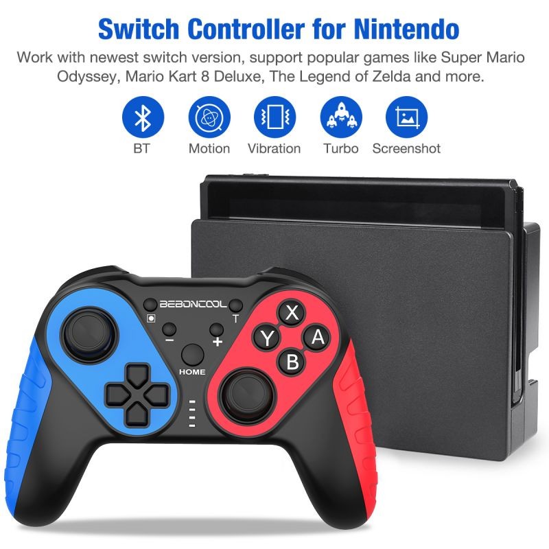 Wireless Gamepads for Switch/Switch Lite Wireless Controller for Pro Controller Gamepads Joystick Remote With Adjustable Turbo Dual Shock Gyro Axis, Compatible With Bluetooth