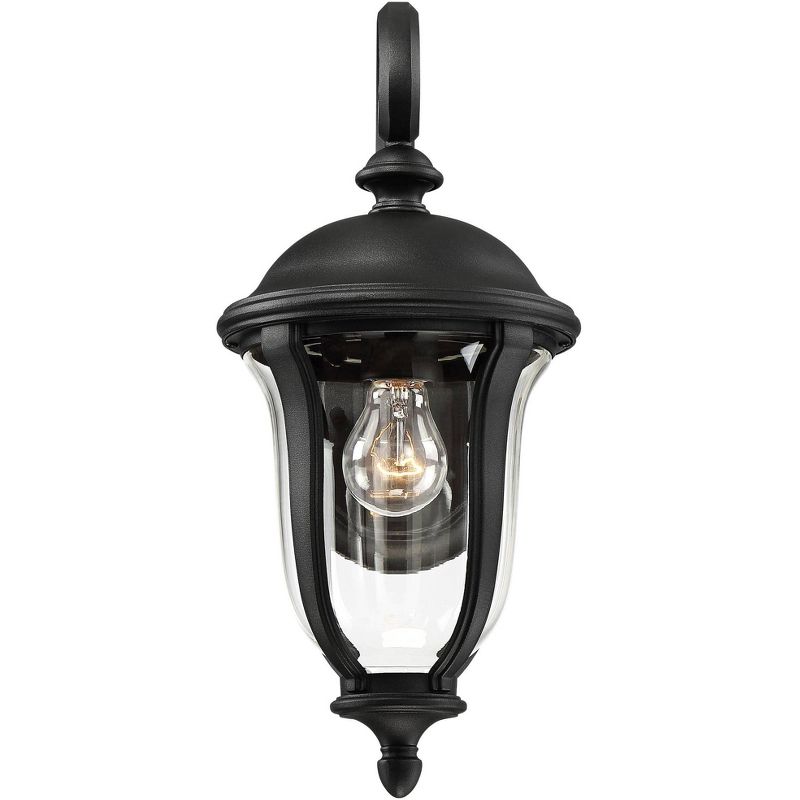John Timberland Traditional Outdoor Wall Light Fixture Black 16 3/4" Clear Glass Downbridge for Exterior House Porch Patio Deck