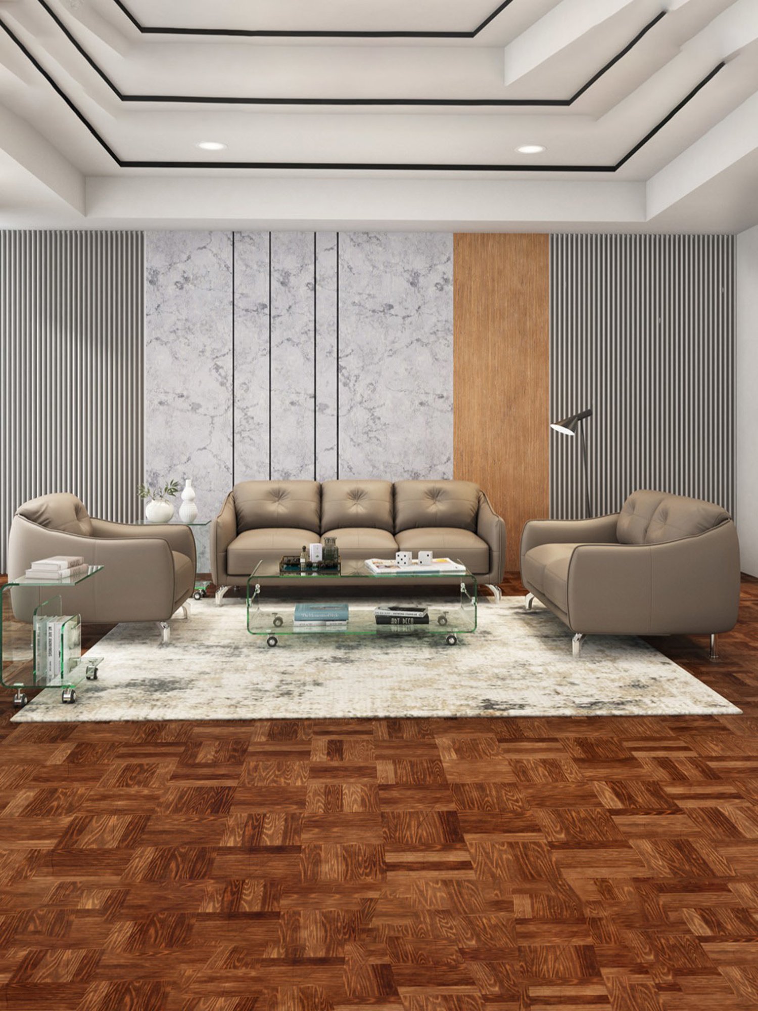 Durian Skyler Mushroom Brown Leather 2 Seater Sofa