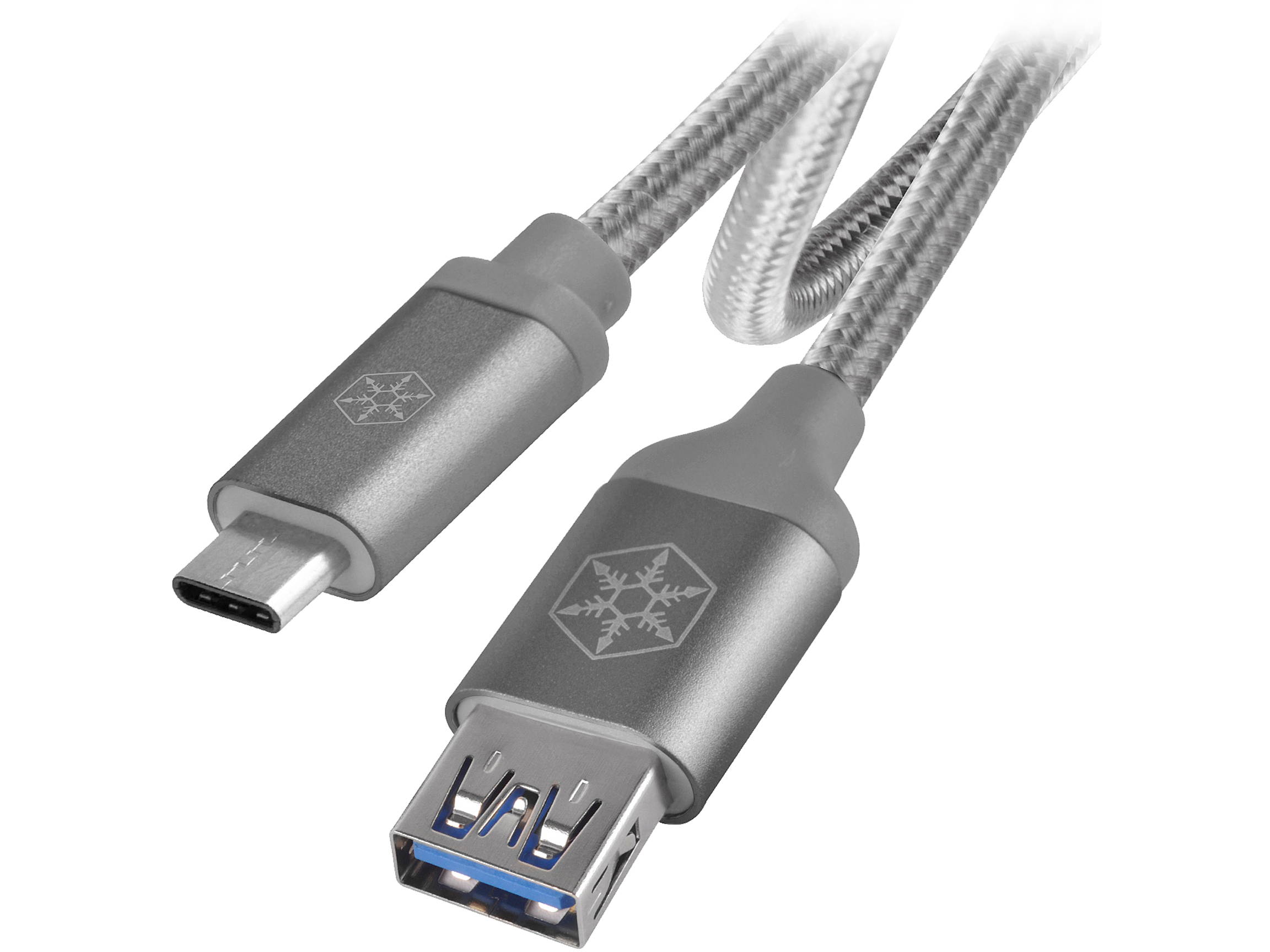 Silverstone CPU05C-500 USB-C to USB TYPE-A Female Cable, 0.5 Meter, Nylon Braided and Aluminum Shell