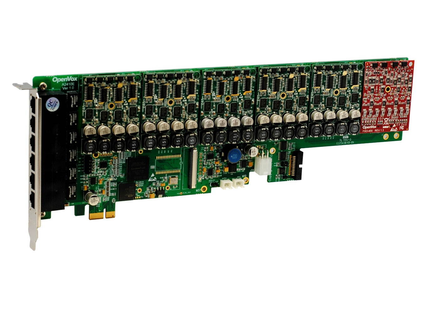 OpenVox A2410E51 24 Port Analog PCI-E Card Base Board + 5 FXS400 + 1 FXO400
