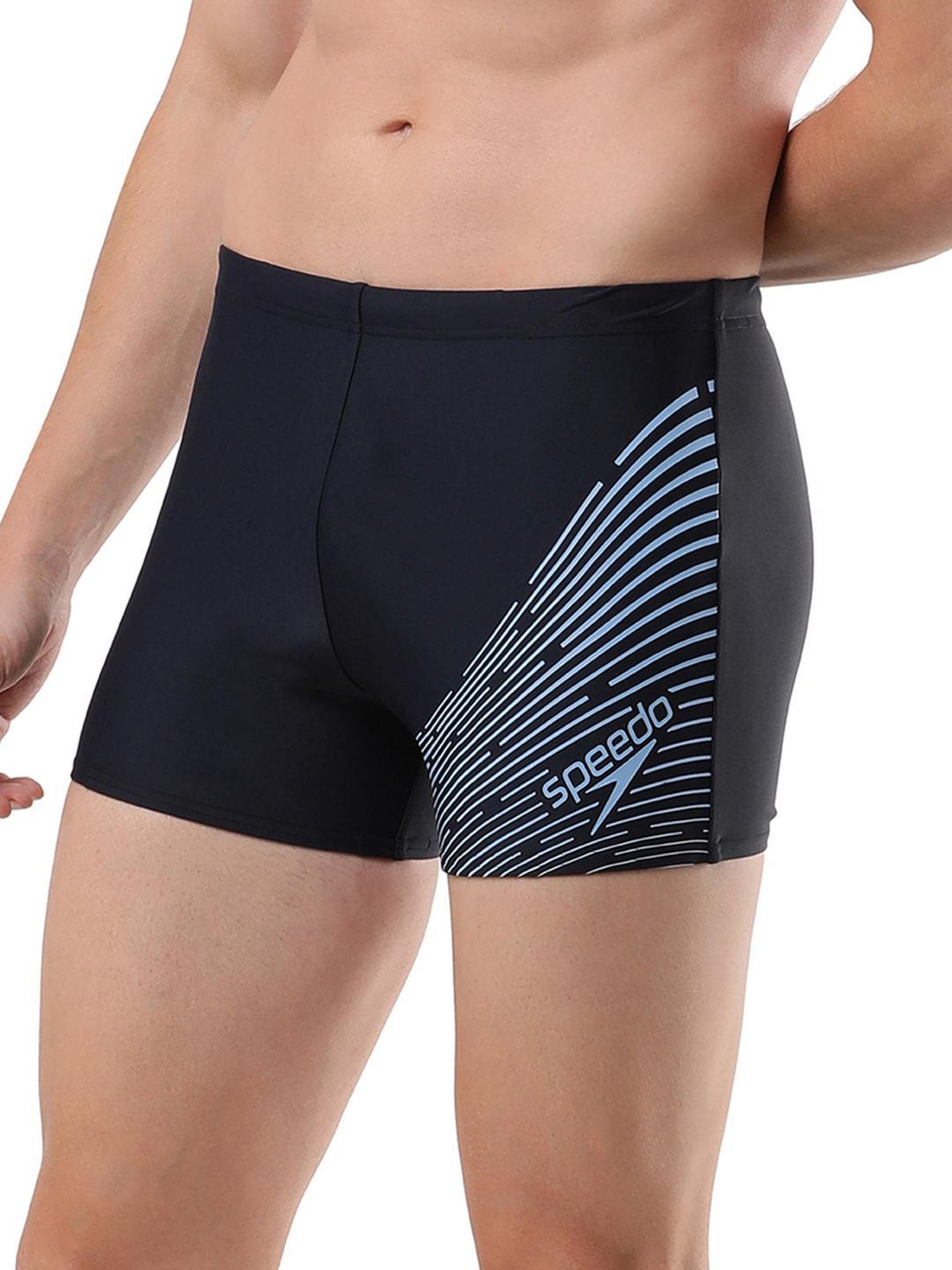 Speedo Navy Regular Fit Self Pattern Swimwears