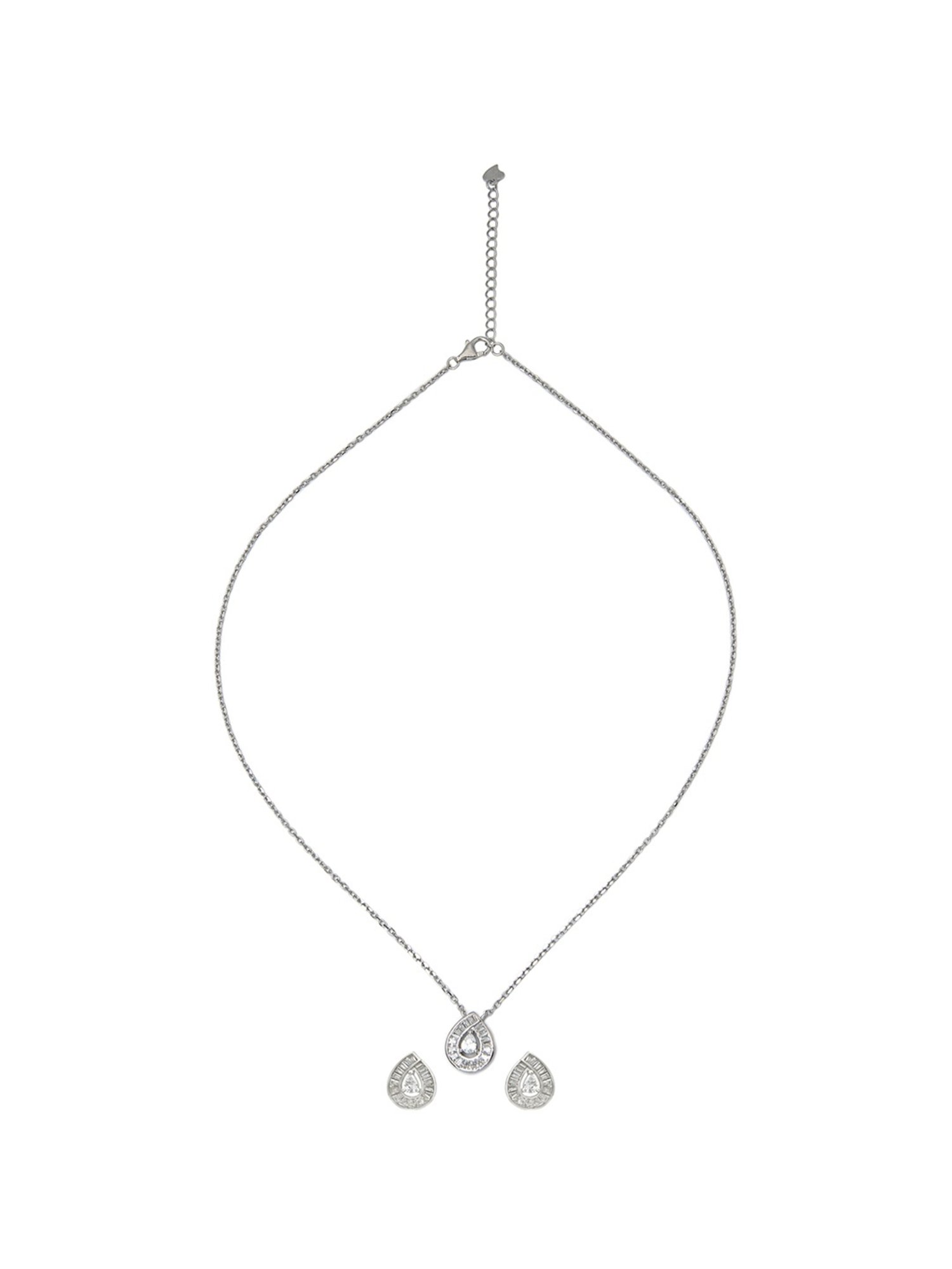 Silberry 92.5 Sterling Silver Princess Diana Necklace Set