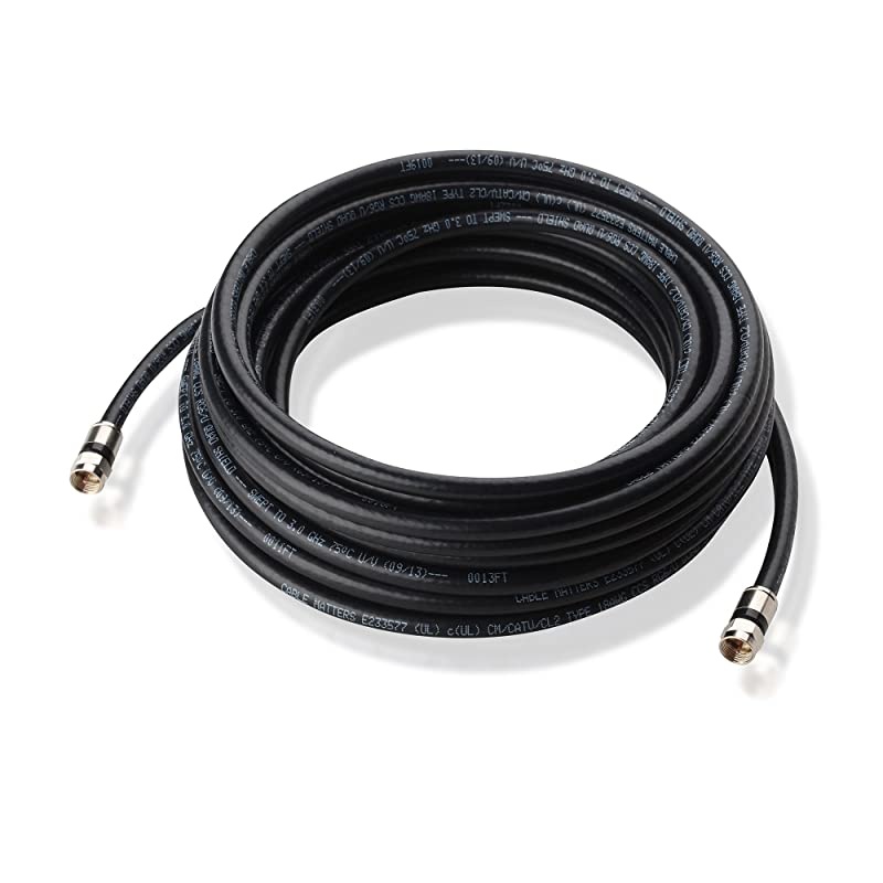 2Pack CL2 inWall Rated cm Quad Shielded Coaxial RG6 Coax in Black 25 Feet