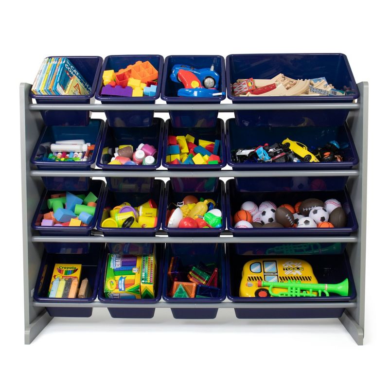 Newport Super Sized Toy Storage Organizer with 16 Storage Bins Navy/Gray - Humble Crew