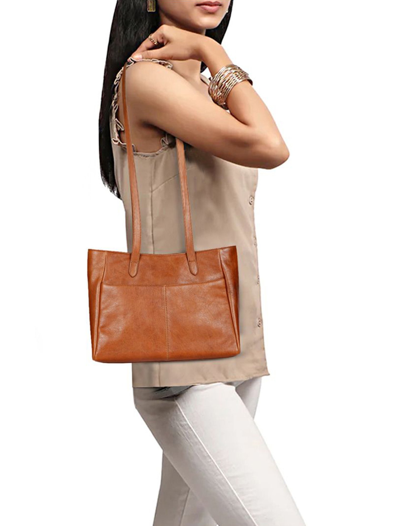 Favore Brown Solid Medium Tote Handbag