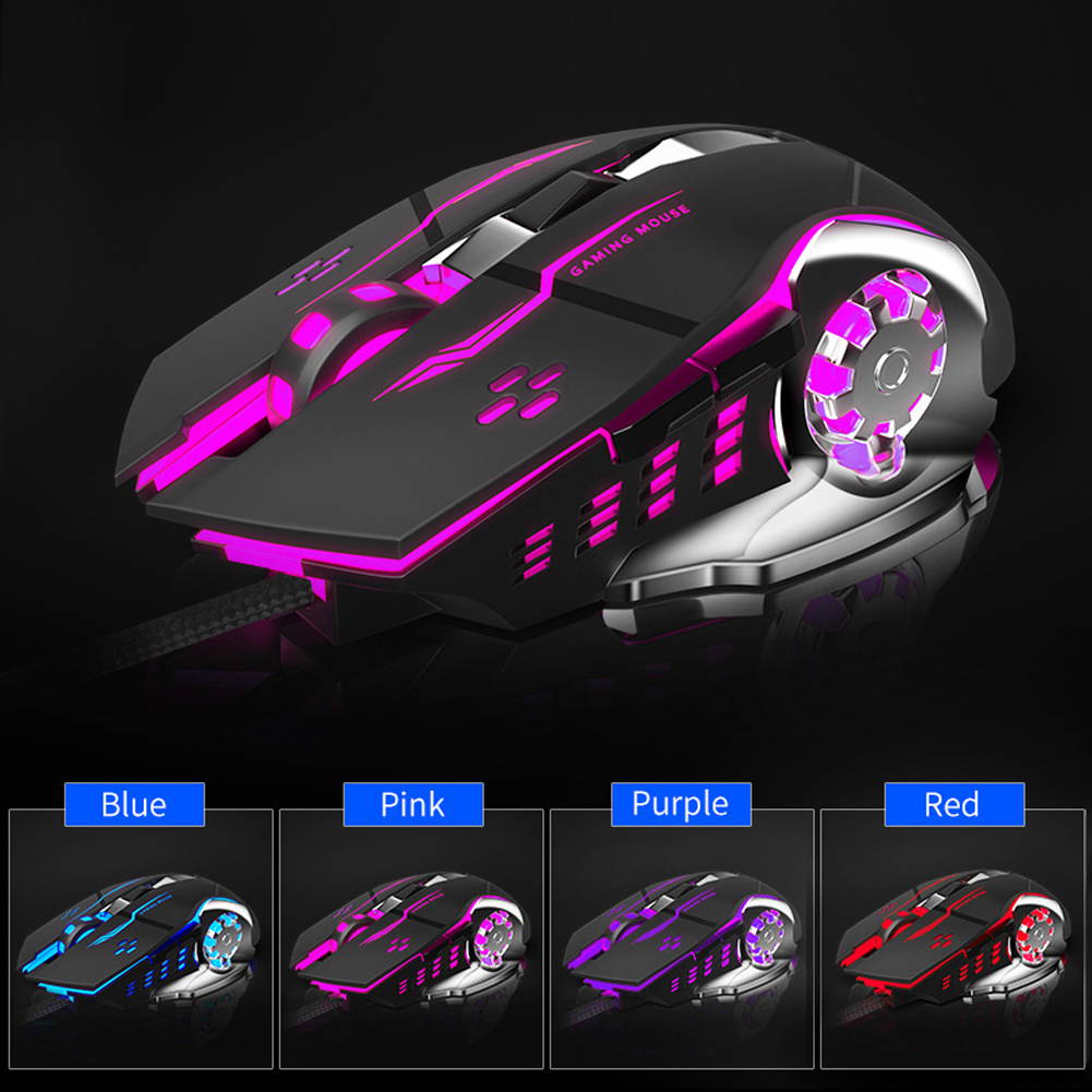 AULA S20 Wired Gaming Mouse 6 Macro Programming Buttons 2400 DPI USB Interface Backlit Ergonomic LED Optical Mice, Black