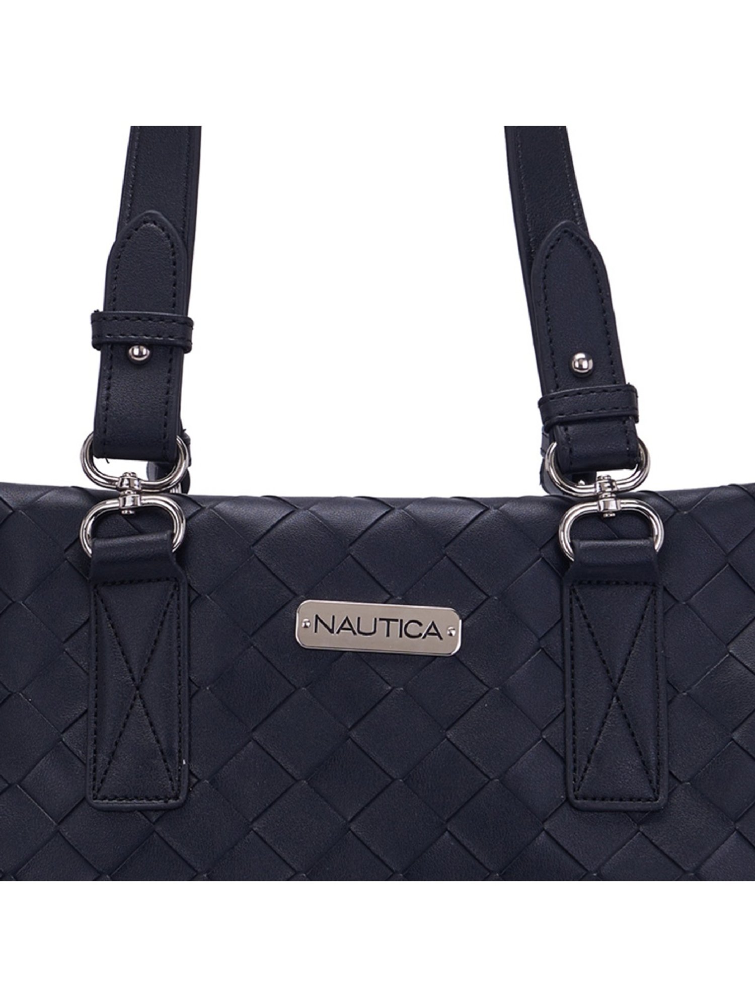 Nautica Black Textured Medium Tote Handbag