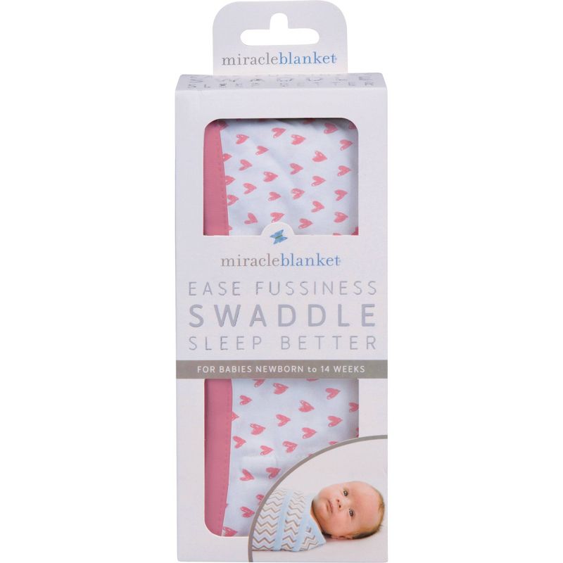 Miracle Blanket Swaddle Wrap Hearts Coral