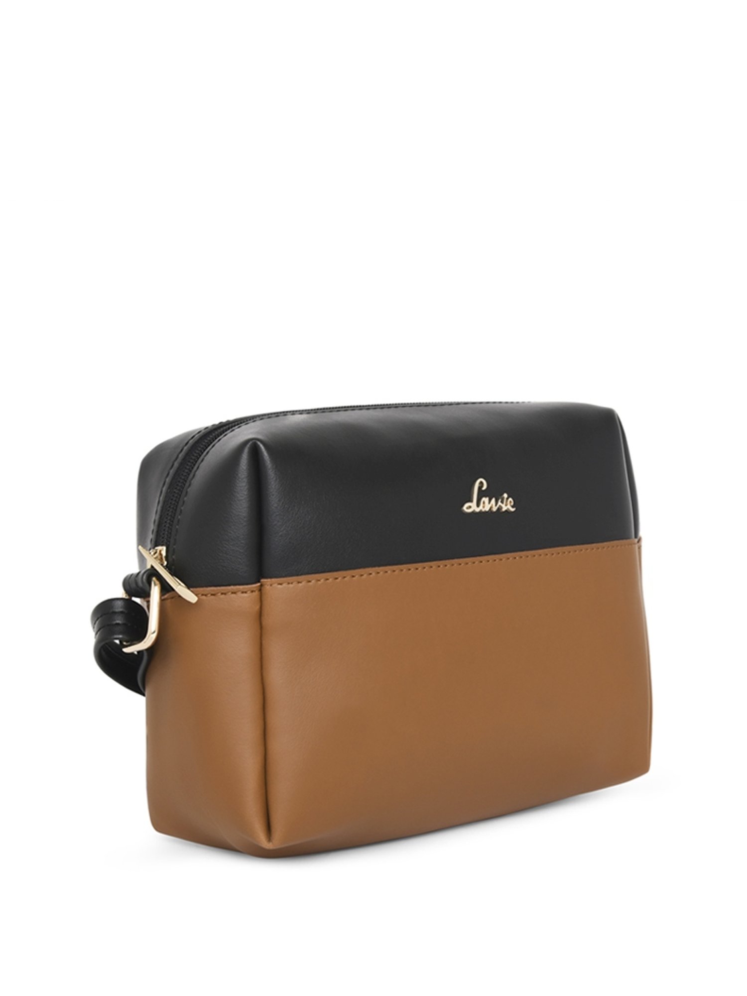 Lavie Hilite Black & Tan Synthetic Solid Sling Handbag