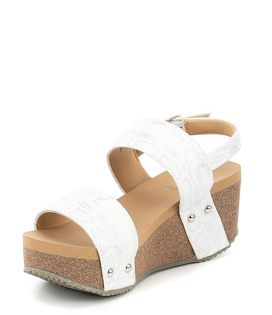 Volatile Summer Love Snake Print Banded Sling Wedge Sandals
