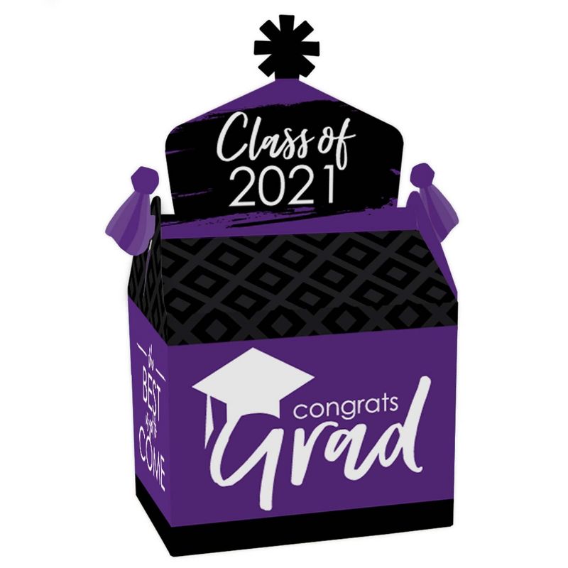 Big Dot of Happiness Purple Grad - Best is Yet to Come - Treat Box Party Favors - 2021 Purple Graduation Party Goodie Gable Boxes - Set of 12
