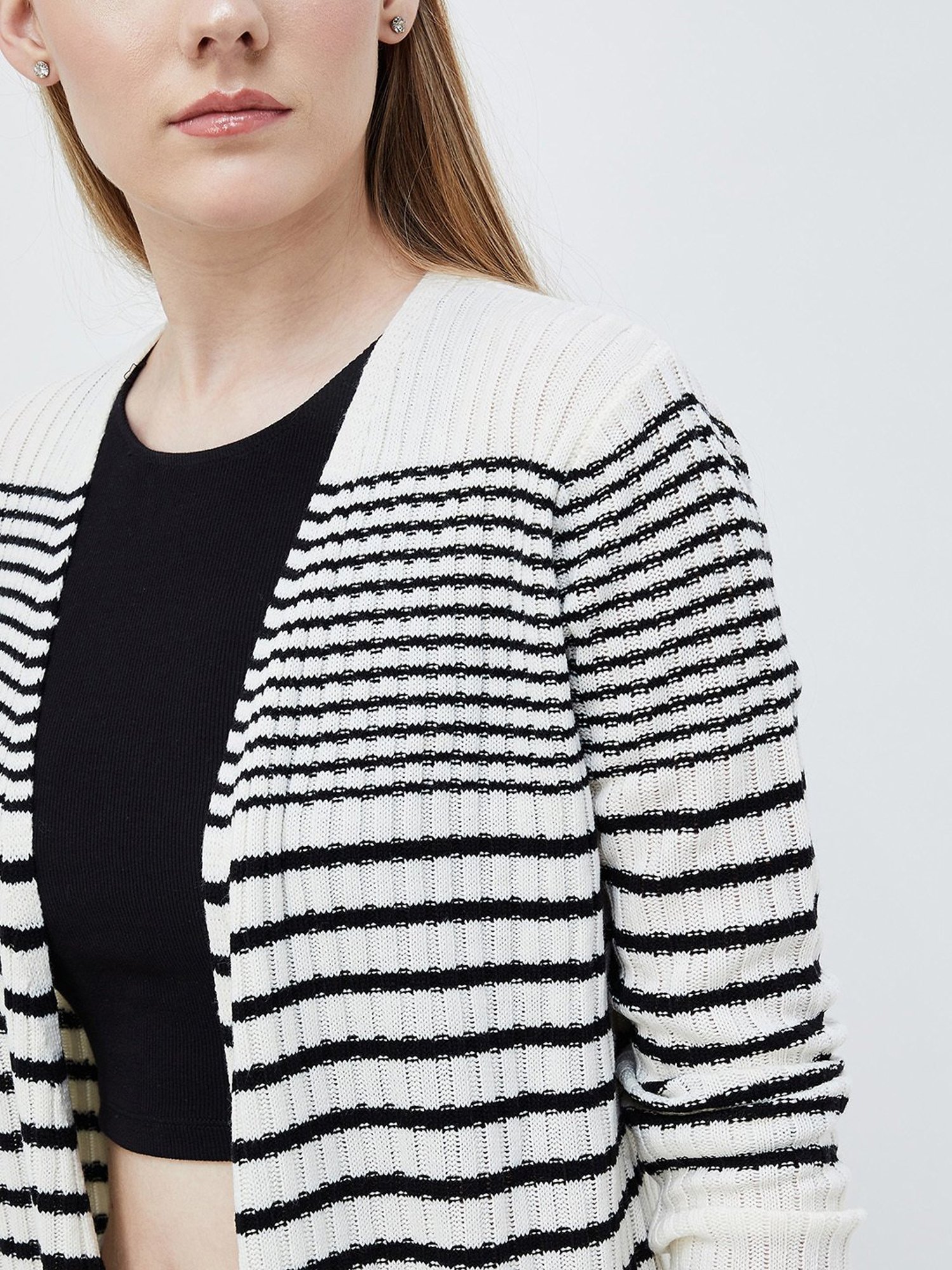 Code by Lifestyle Off White Striped Cardigan