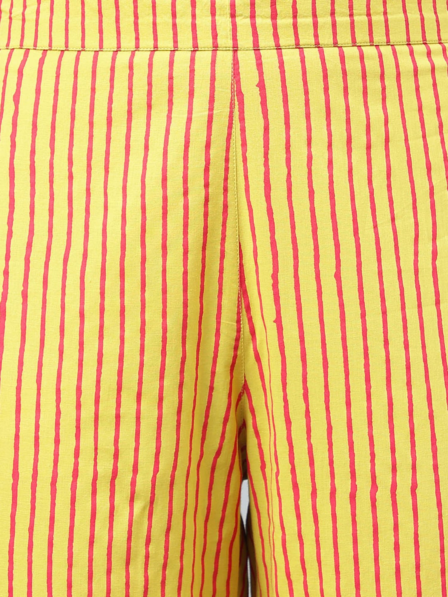 Janasya Yellow Cotton Floral Print Kurta Pant Set