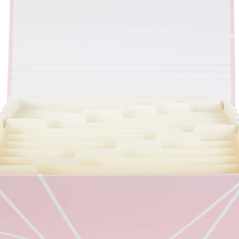 Paper Junkie Pink Geometric Expanding File Folder Organizer with 10 Pockets (Letter Size)