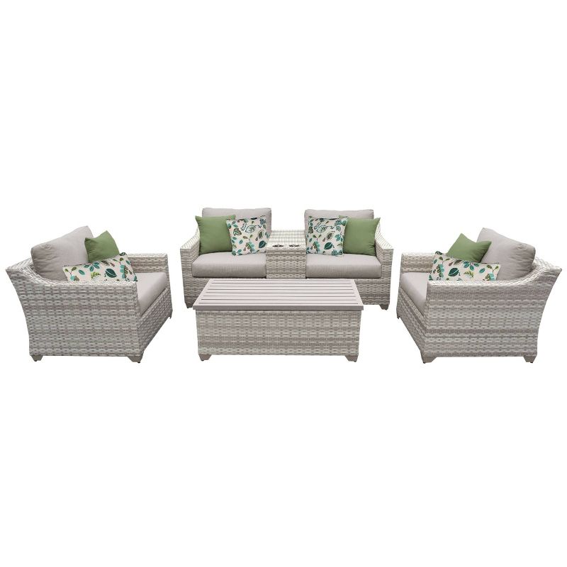 Fairmont 6pc Patio Seating Set with Cushions - Ash - TK Classics