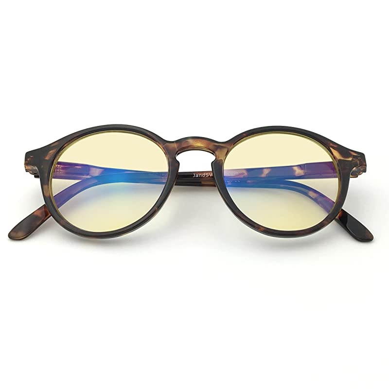 Vision Blue Light Shield Computer Reading/Gaming Glasses - 0.0 Magnification - Anti Blue Light 100% UV Protection - High Definition Lens, Round Glossy Tortoise Frame