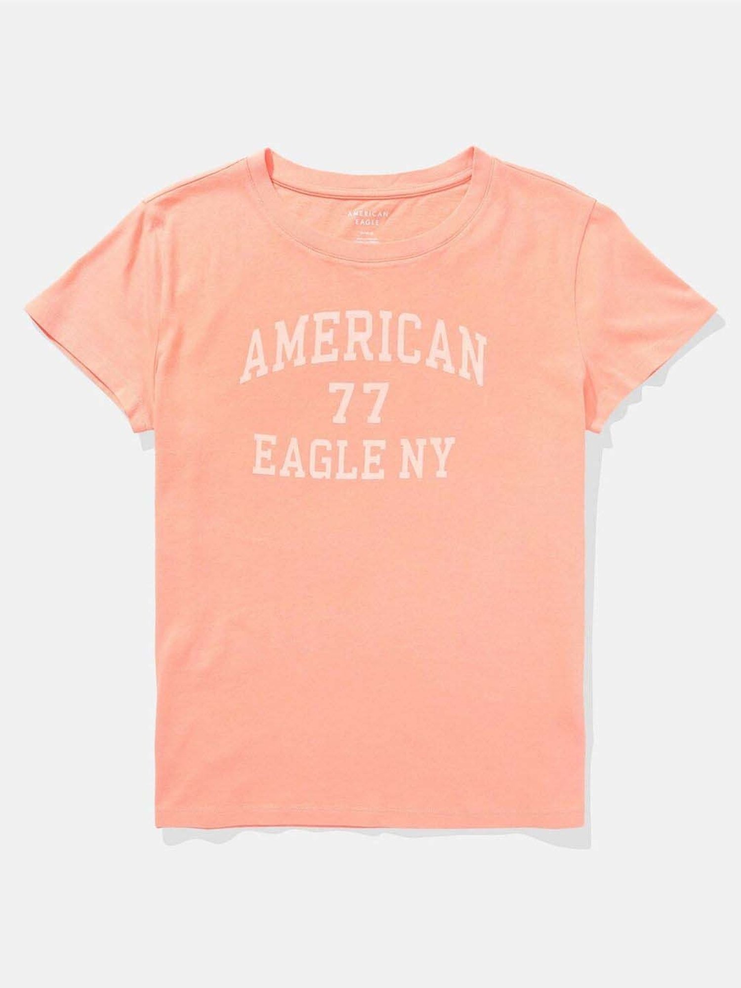 American Eagle Outfitters Peach Cotton Printed T-Shirt