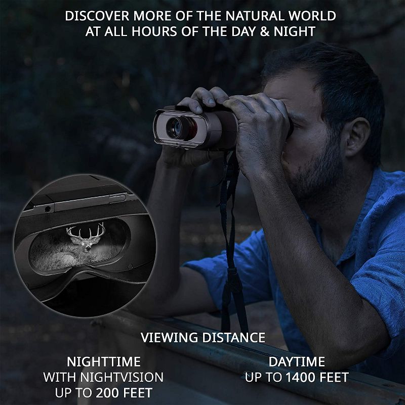 Hike Crew Digital Night Vision Binoculars, Large LCD Screen with 7 Levels of Brightness for 100% Darkness, 2X Digital Zoom, Infrared Night Goggles for Hunting