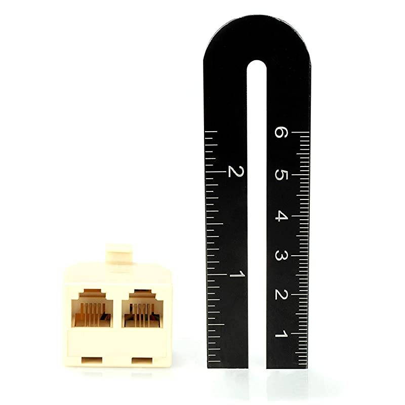 Jack Phone Wall Adapter - 2 Pack, Ivory - 2-Way Phone Splitter (2 Lines) Wall Jack Phone RJ11 Adapter