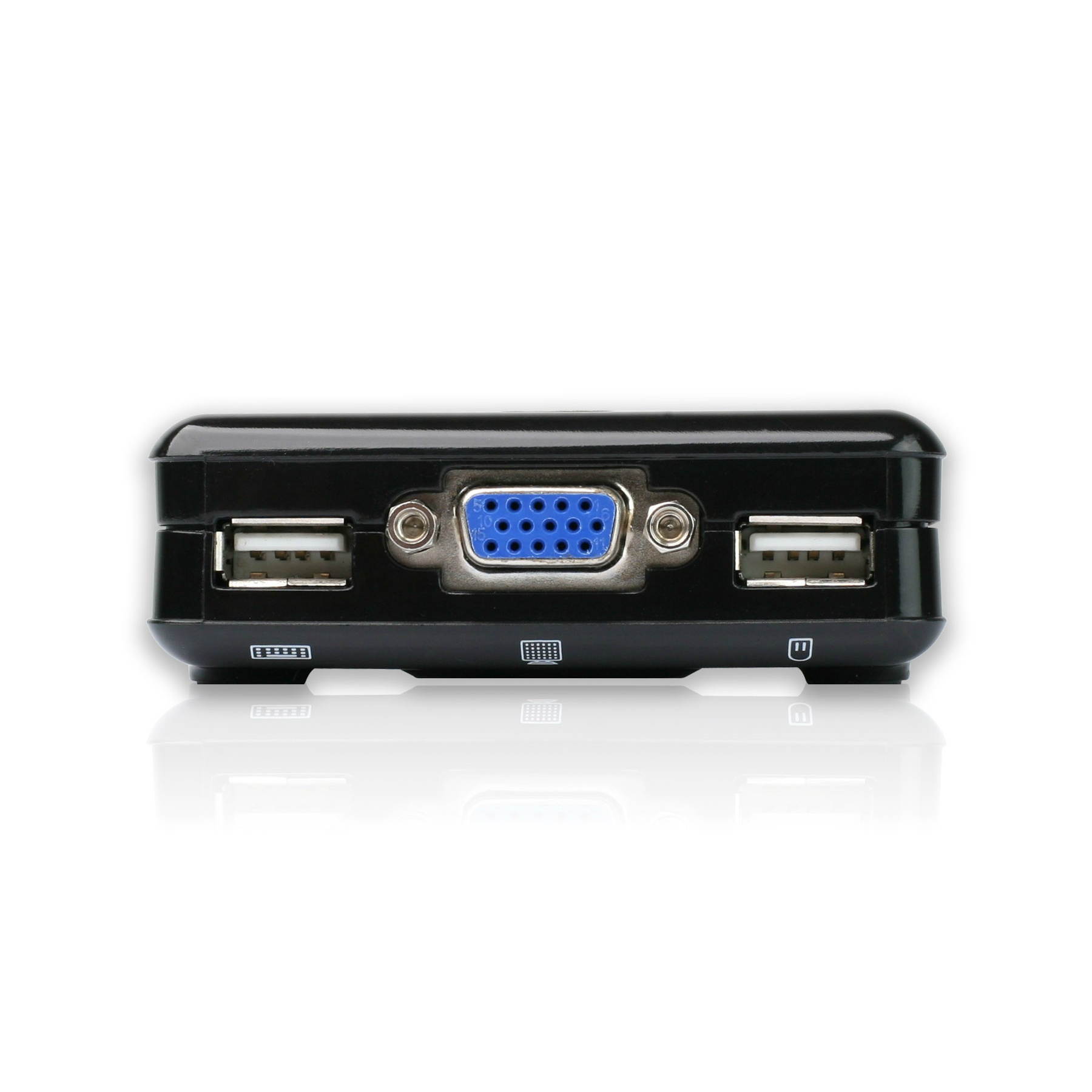 iogear N90607B IOGEAR 2-Port Compact USB VGA KVM with Built-in Cables